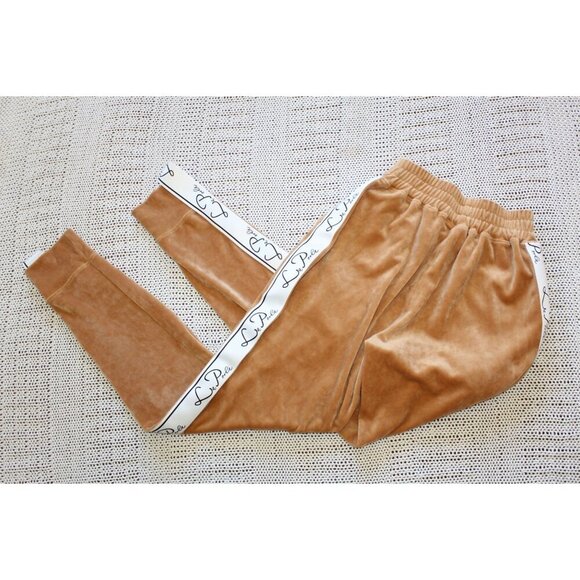 La Perla velvet Camel women's Pants Logo Trim side Jogger Size 38/M Cotton - Picture 8 of 13